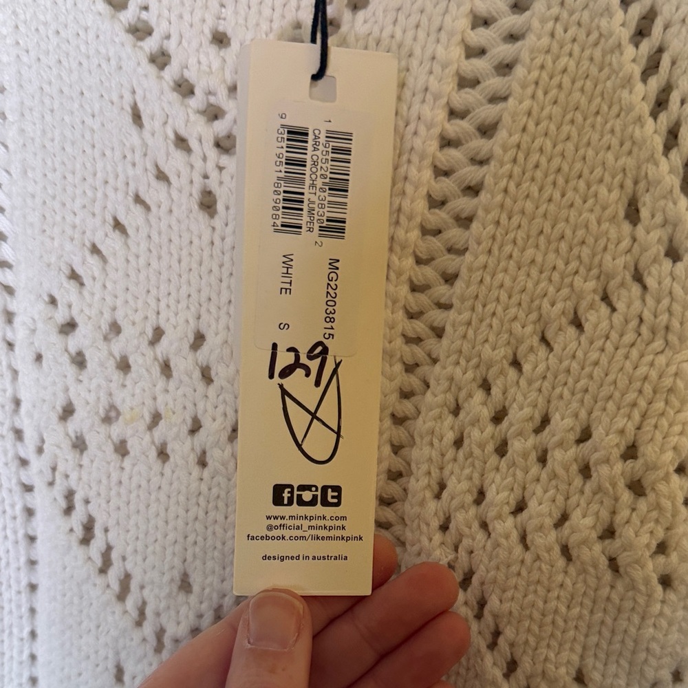 NWT White Knit Sweater by MinkPink size Small - Picture 5 of 8